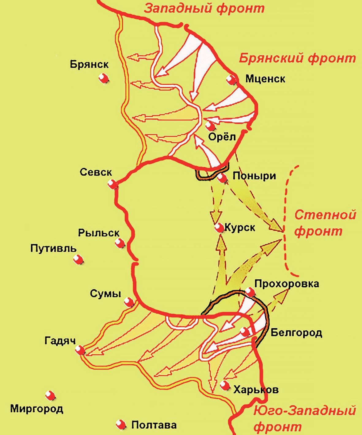 Орел прохоровка белгород карта