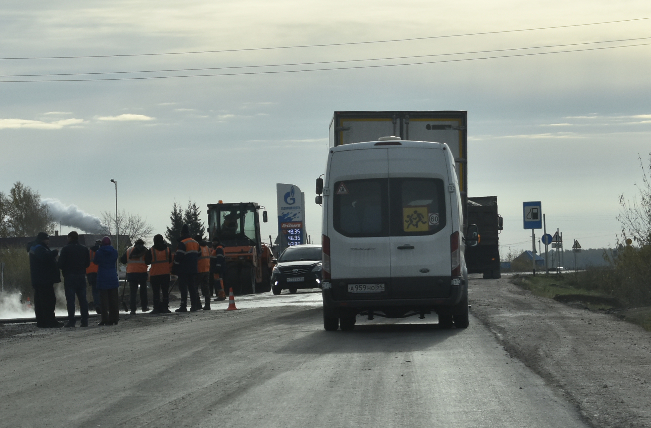 На участке трассы, где идёт ремонт дороги, произошло ДТП -