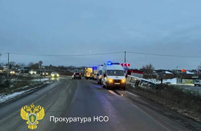 Рейсовый автобус съехал в кювет в Новосибирском районе